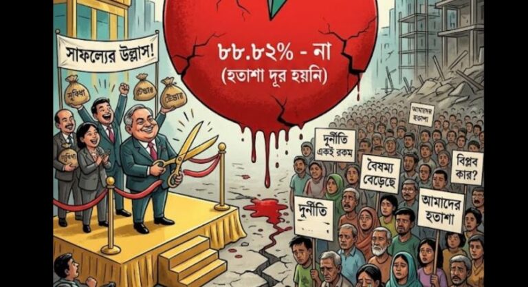 বিপ্লবের দুই বছর পূর্তি: ৮৮ শতাংশের বুক ফাটা হতাশা এবং একটি ‘সফল’ গণঅভ্যুত্থান!