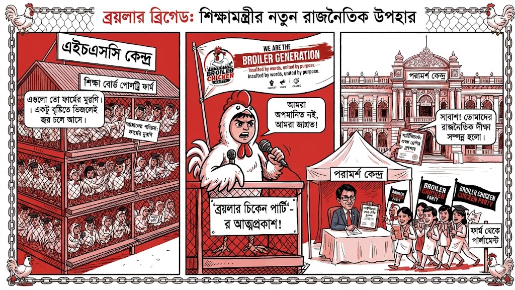 ফার্মের মুরগি থেকে ব্রয়লার ব্রিগেড: শিক্ষামন্ত্রীর আশীর্বাদে নতুন রাজনৈতিক দল!