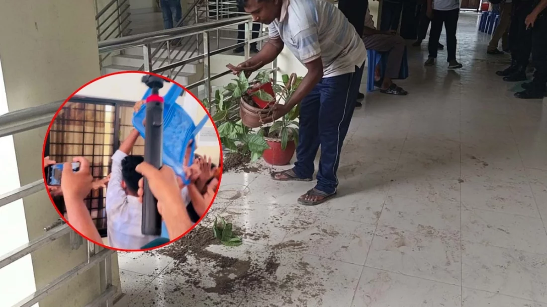 নাটোরে দুই ইউএনওর কার্যালয় ঘেরাও করে ভাঙচুর চালিয়েছে ছাত্রদল-যুবদল