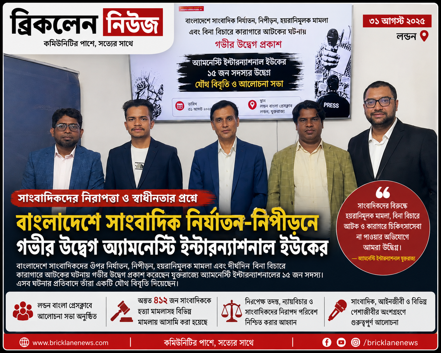 বাংলাদেশে নির্যাতন ,নিপীড়ন ,গ্রেফতার নিয়ে অ্যামনেস্টি ইন্টারন্যাশনালের উদ্বেগ