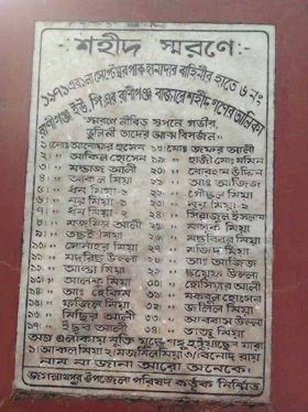 রানীগঞ্জ গণহত্যা ও  আমার বাবা শহীদ আকলু মিয়া
